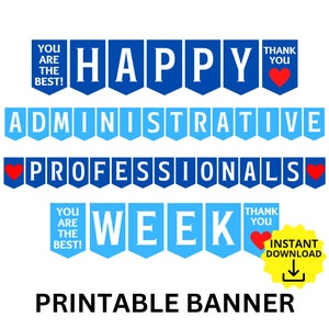 Administrative Professionals Week Printable Banner, Administrative Professionals Sign, Happy Admin Week, Happy Secretaries Day, Admin Day