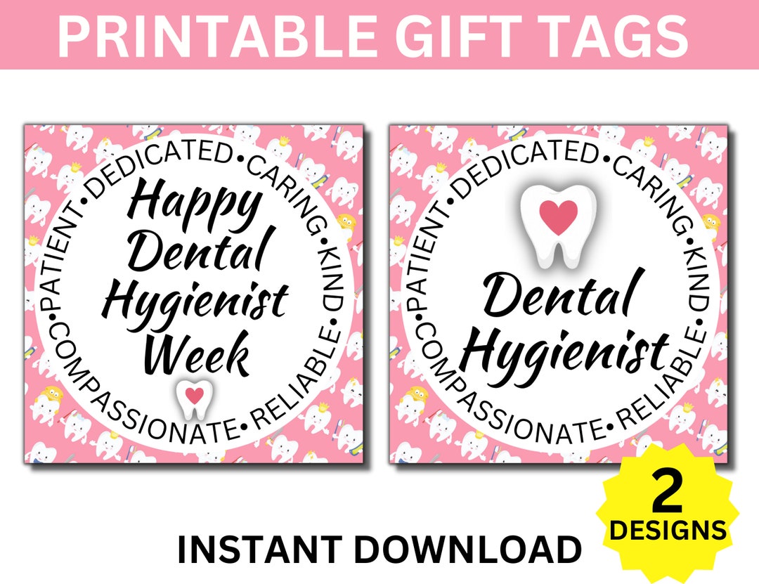 Dental Hygienist Week Gift Tags, Happy Dental Hygienist Week, Dental