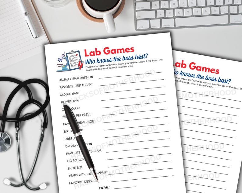 Lab Week Games Printable Who Knows the Boss Best Lab Games Lab Week ...