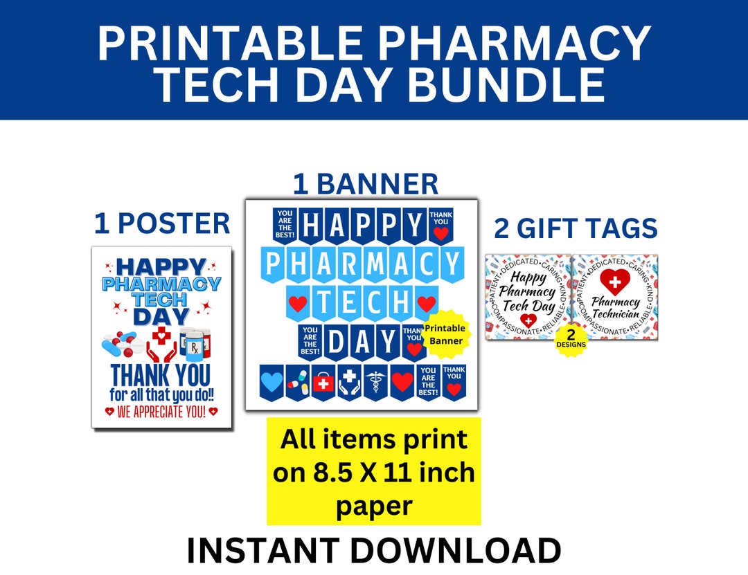 Pharmacy Tech Day Printable Bundle, Happy Pharmacy Tech Day, Pharmacy
