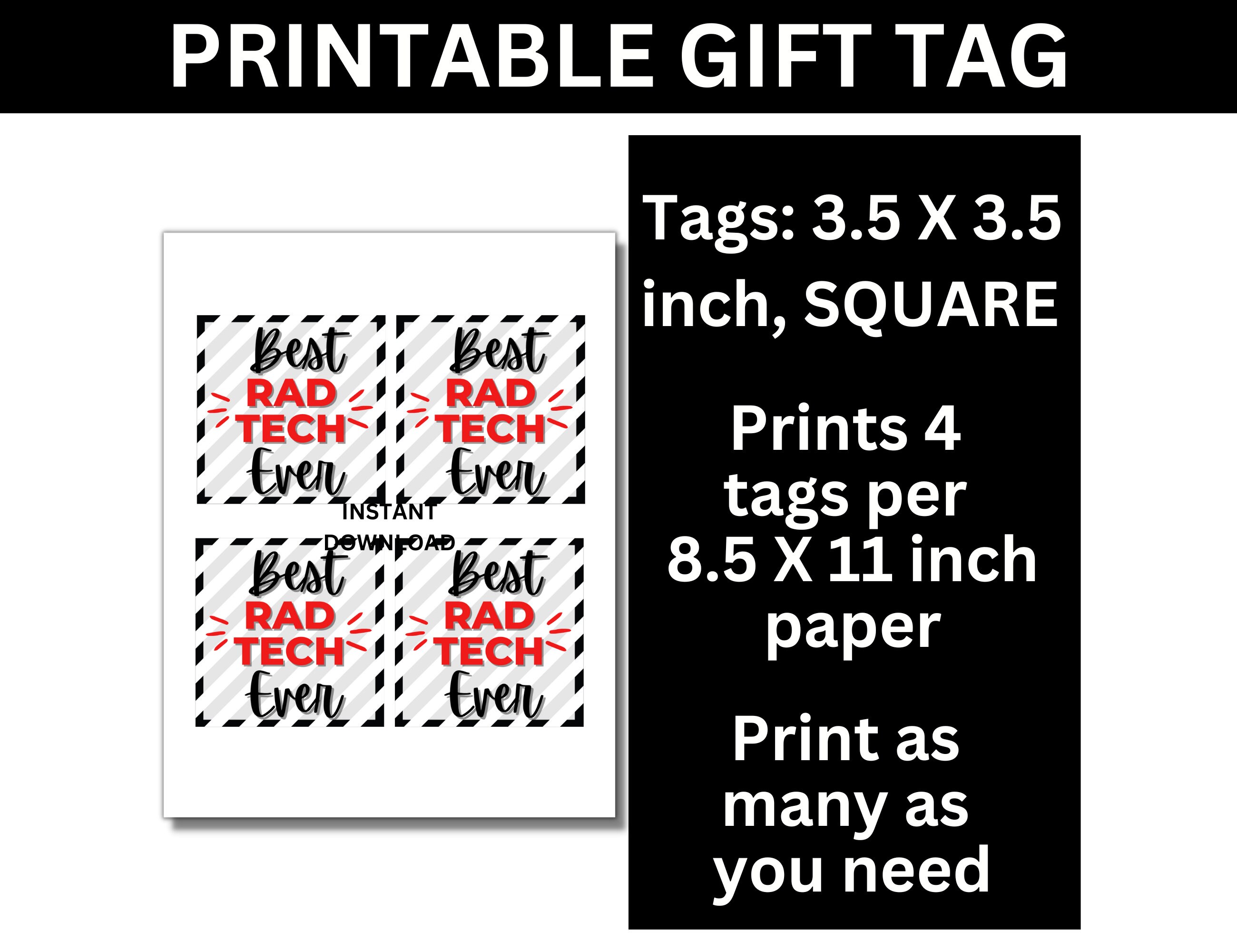 Tech Week Printable Labels Rad Tech Week Printable Gift Tags, Radiology Tech Week Tags, Rad Tech ...