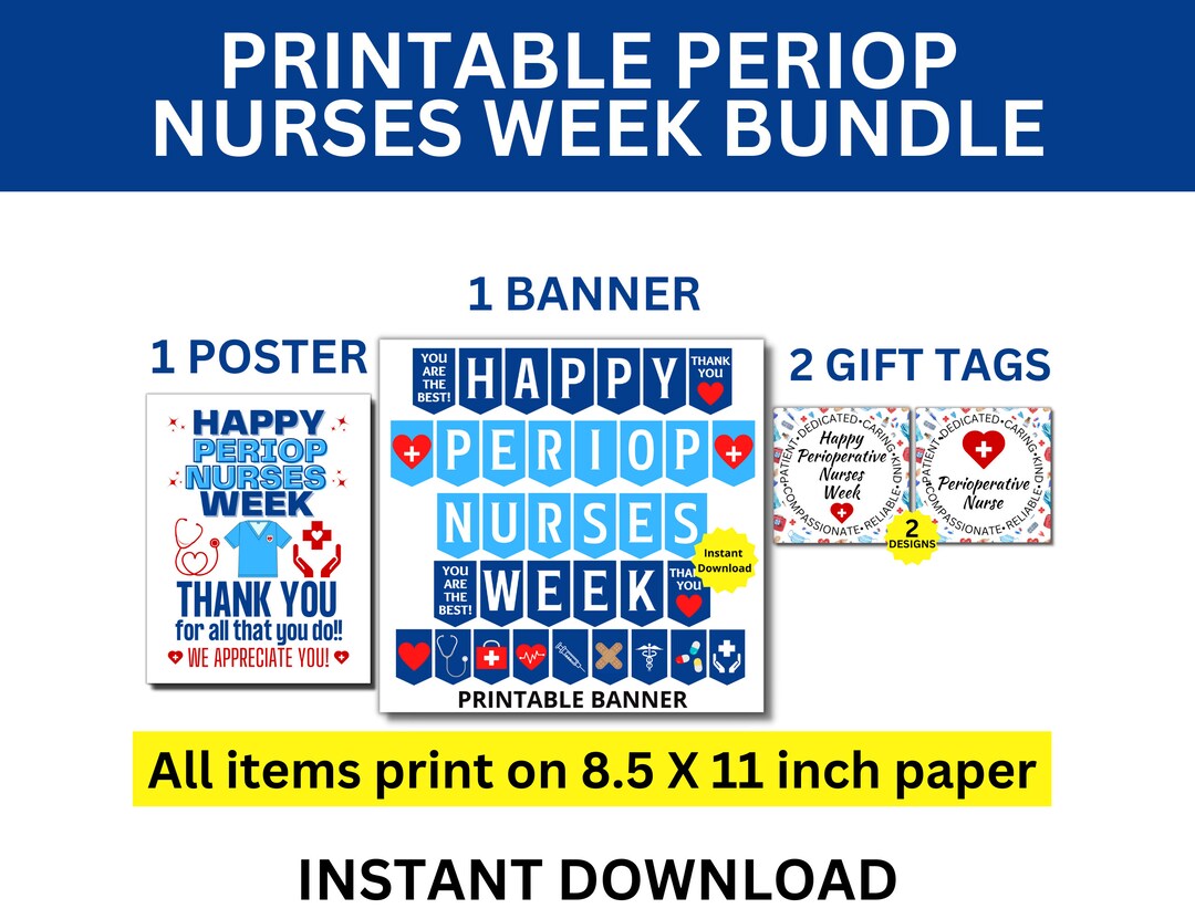 Perioperative Nurses Week Printable Bundle, Periop Nurse Week Bundle