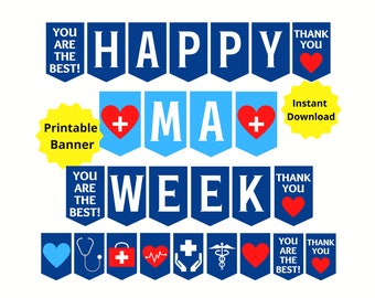 Medical Assistant Week Printable Banner, Happy MA Week, Medical Assistant Appreciation Week, Medical MA Gift, Medical Assistant Recognition