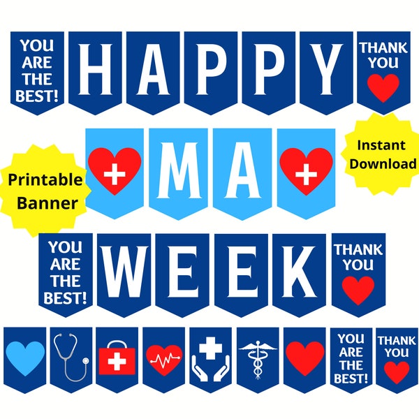Medical Assistant Week Printable Banner, Happy MA Week, Medical Assistant Appreciation Week, Medical MA Gift, Medical Assistant Recognition