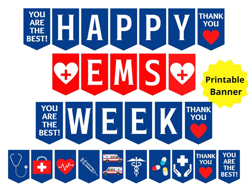 EMS Week Printable Banner Emergency Medical Services Sign Etsy