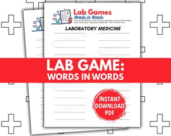 Lab Week Games Printable Lab Games Words in Words Lab Week activity Medical Laboratory Professionals Week Lab Tech Medical Lab
