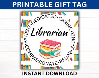 Etichetta regalo stampabile per il bibliotecario scolastico, Settimana del bibliotecario scolastico, Apprezzamento del bibliotecario scolastico, Regalo per il bibliotecario scolastico, Giornata del bibliotecario, Biblioteca