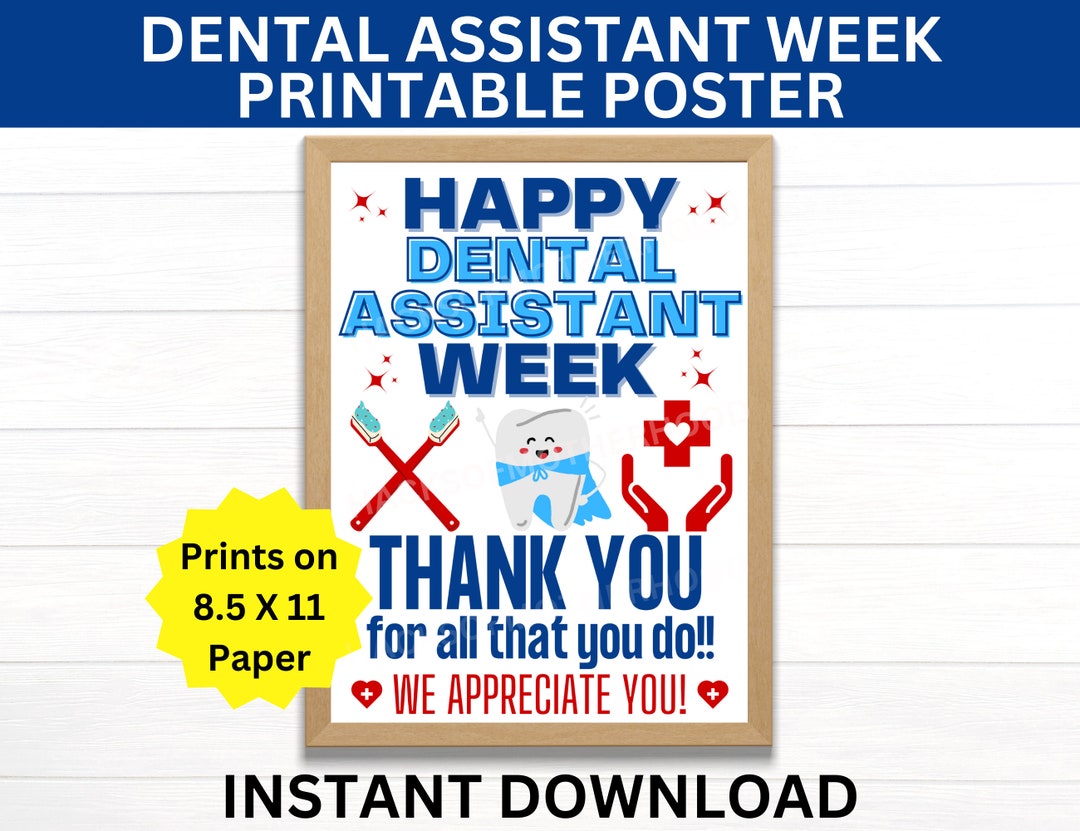 Dental Assistant Week Poster, Happy Dental Assistant Week Sign, Dental