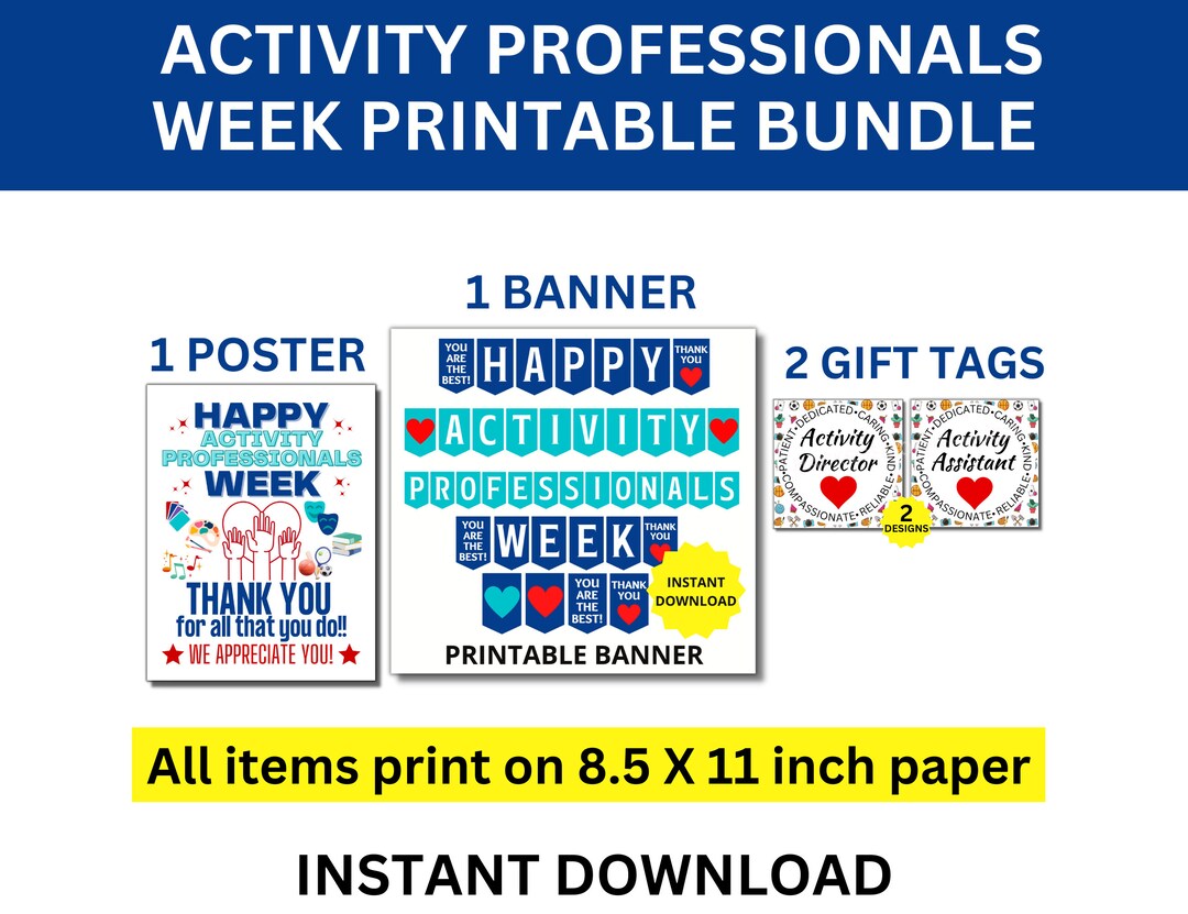 Activity Professionals Week Printable Bundle, Activity Professionals