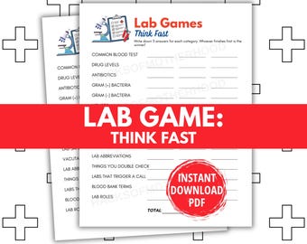 Lab Week Games Printable Lab Games Think Fast Lab Games Lab Week activity Medical Laboratory Professionals Week Lab Tech Medical Lab