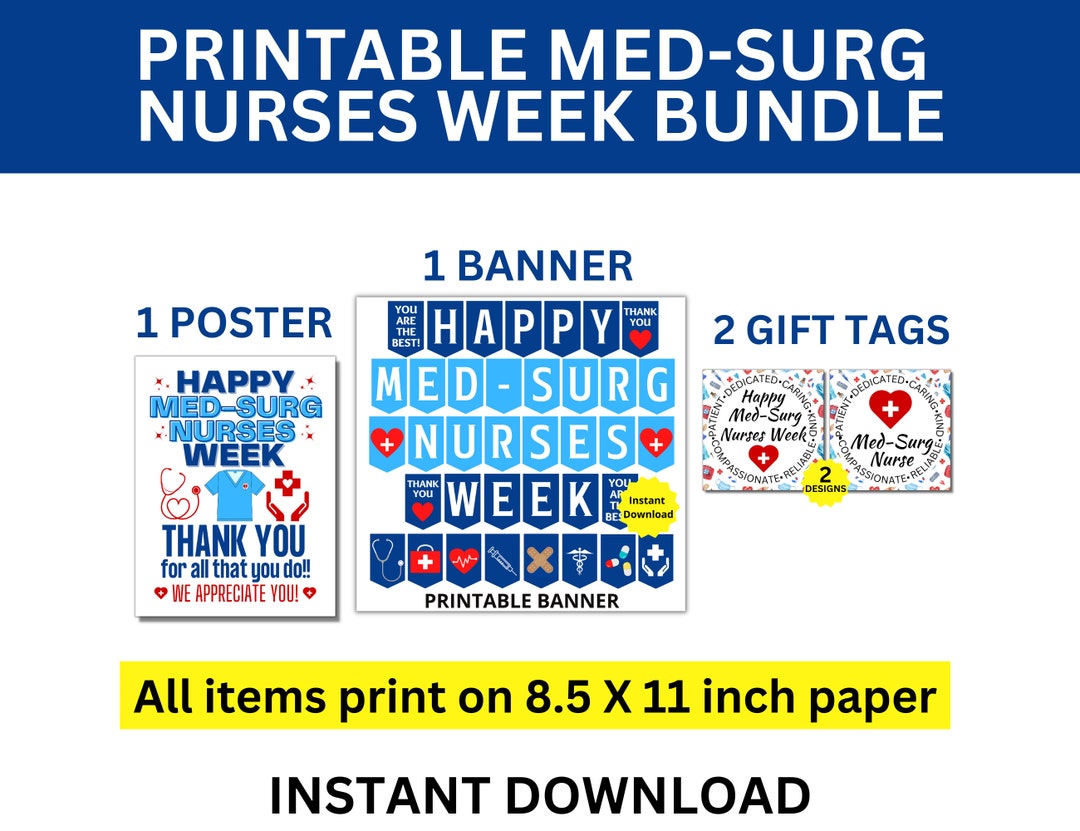 Medical Surgical Nurses Week Printable Bundle Medsurg Nurses Etsy