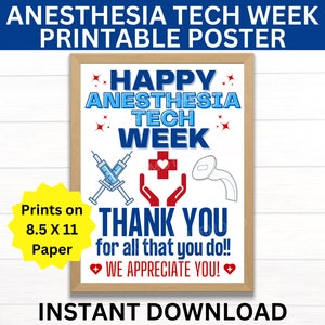 Anesthesia Tech Week Printable Poster, Anesthesia Technician Week Sign, Anesthesia Tech Appreciation Week, Anesthesia Tech Week Gift