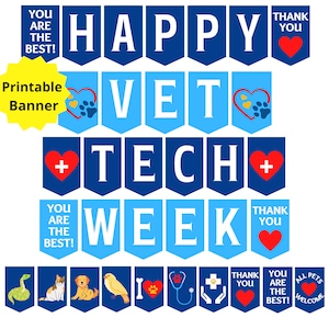 Veterinary Technician Printable Banner, Happy Vet Tech Sign, Veterinary Technician Appreciation, Veterinary Tech Gift, Veterinary Staff