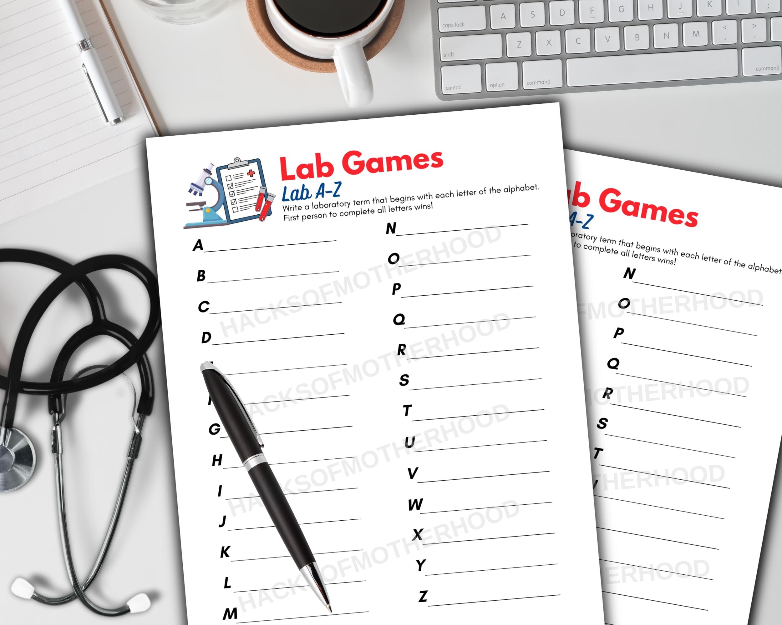 Lab Week Games Printable Lab Games A-Z Game Lab Week Activity Medical ...