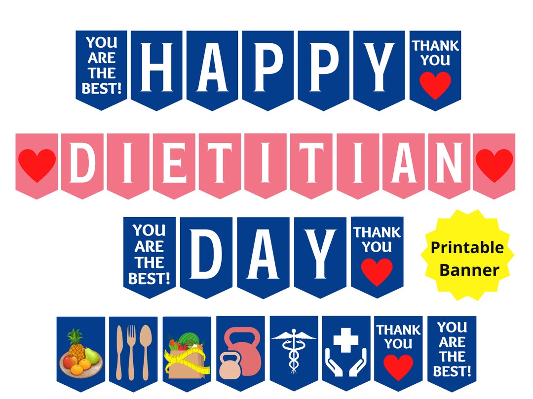 Dietitian Day Printable Banner, Happy Dietitian Day Sign, Registered