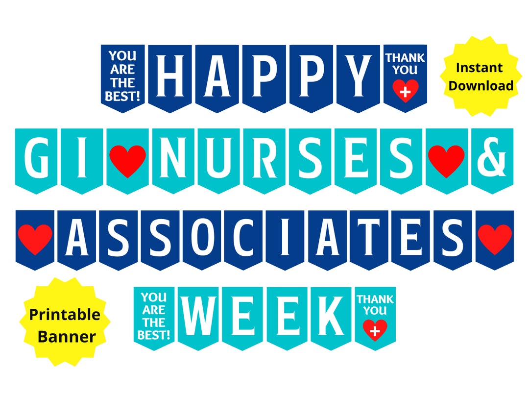 Happy GI Week Printable Banner, Happy GI Nurses & Associate Week, GI