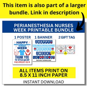 Perianesthesia Nurses Week Printable Gift Tag, Perianesthesia Nurse ...