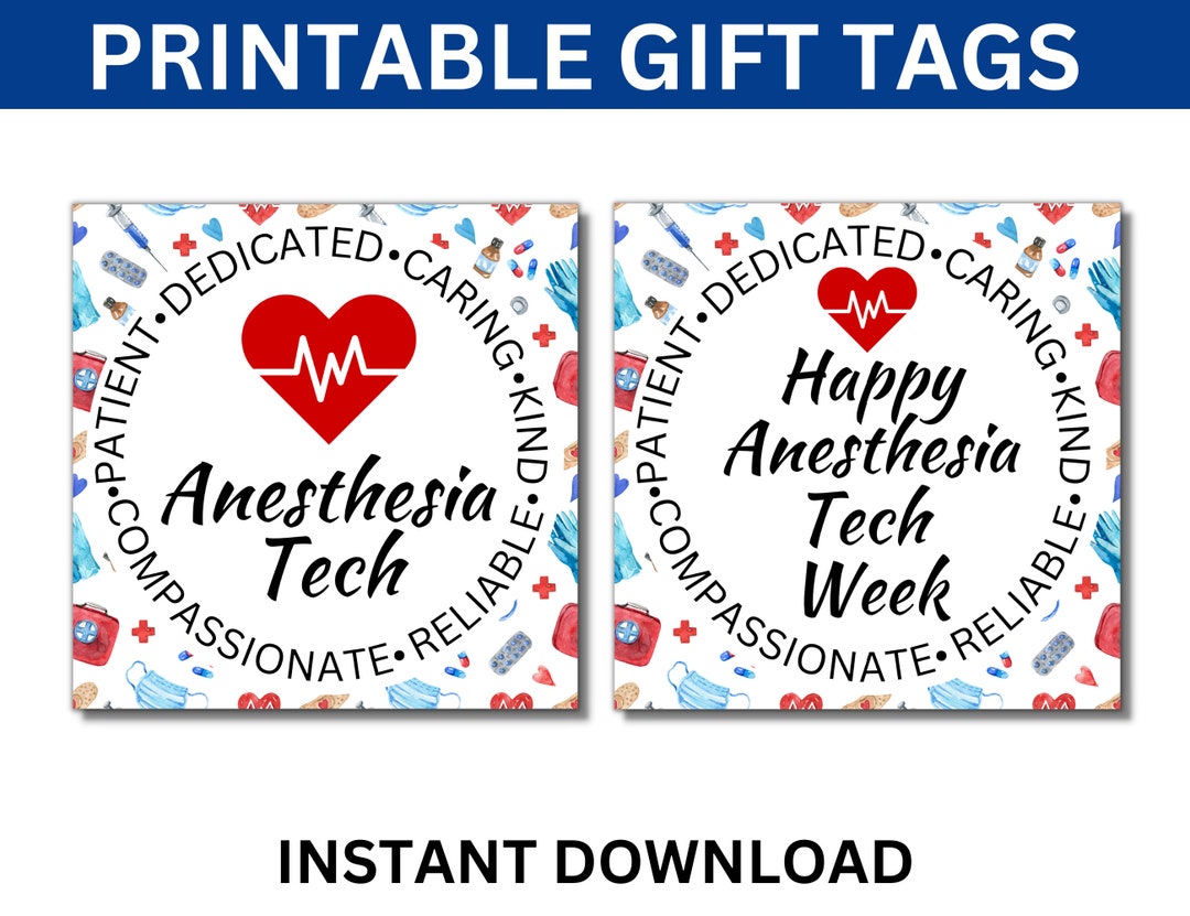 Anesthesia Tech Week Printable Tags, Anesthesia Technician Week Tags