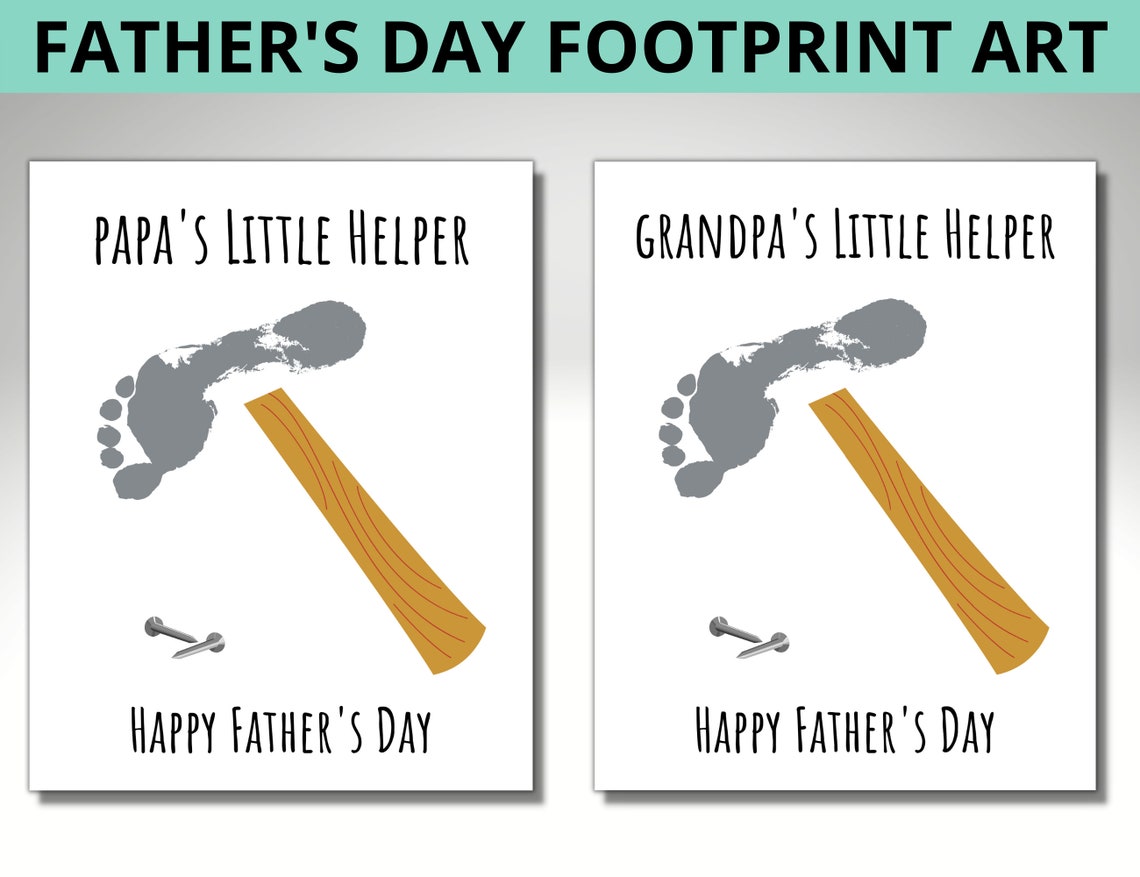 Father's Day Footprint Craft Printable Dad Papa &amp; - Etsy