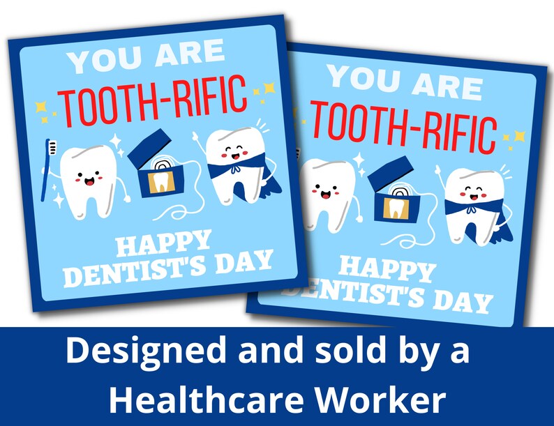 Dentist Day Printable Gift Tag Happy Dentist Day Gift Etsy