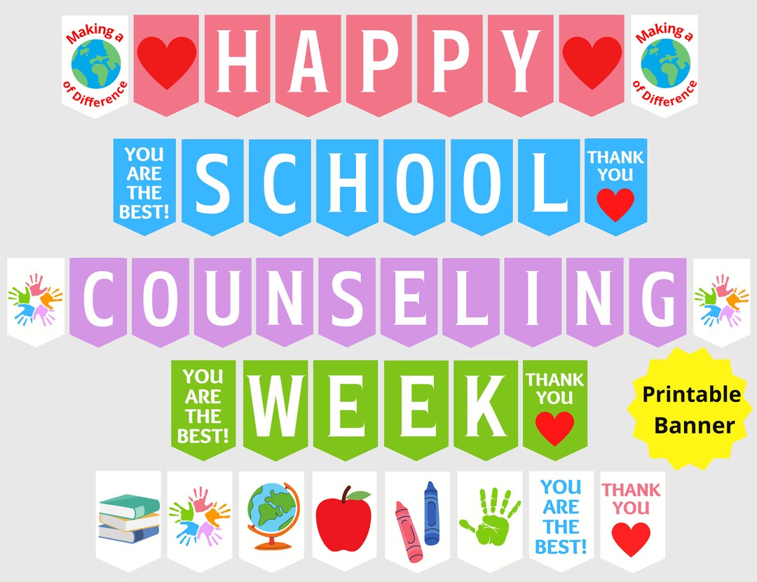 Happy School Counseling Week Printable Banner School Etsy