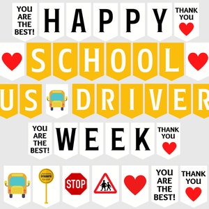 Bus Driver Appreciation Week Printable Banner, School Bus Driver Sign, School Bus Driver Safety Week, School Bus Driver Appreciation Gift