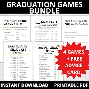 Bundel afstudeerfeestspellen, meerdere afstudeerspellen printables, afstuderen instant downloads, afstudeerspelideeën