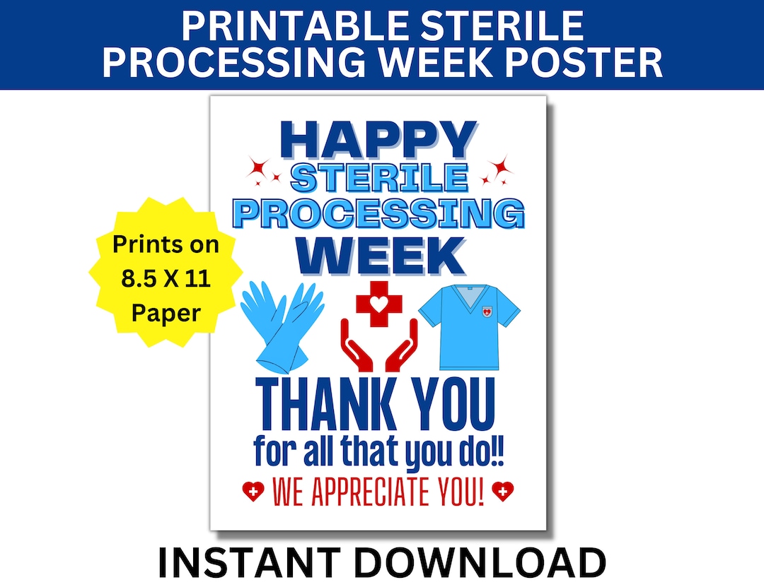 Sterile Processing Week Printable Poster, SPD Week, Central Service