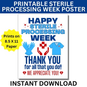 Sterile Processing Week Printable Poster, SPD Week, Central Service Week, Sterile Processing Week, Sterile Processing Appreciation, SPD