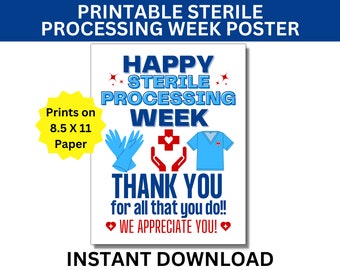 Sterile Processing Week Printable Poster, SPD Week, Central Service Week, Sterile Processing Week, Sterile Processing Appreciation, SPD