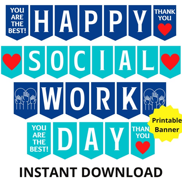 Social Work Day Printable Banner, Happy Social Work Day Sign, Social Worker Day, Social Work Appreciation, Social Worker Gift