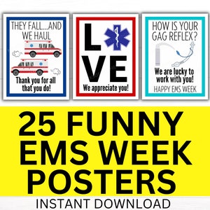 Bundel afdrukbare poster EMS-week, Week van de medische noodhulp, EMS Week, waardering paramedicus, cadeau ambulance, medische noodhulp