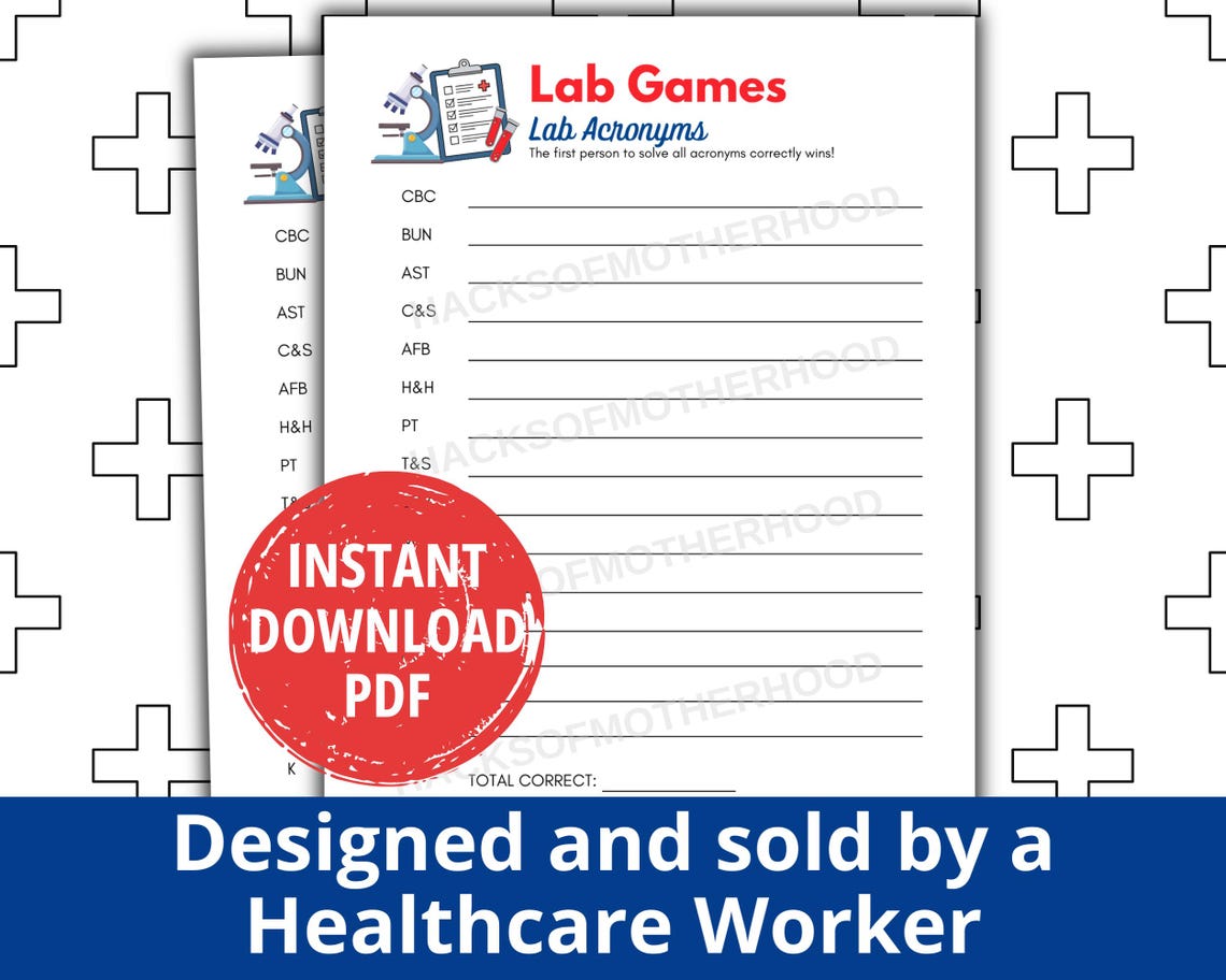 Lab Week Games Printable Lab Games Acronyms Game Lab Week Activity ...