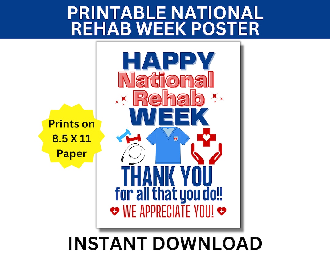 National Rehab Week Printable Poster, Happy Rehabilitation Week Sign