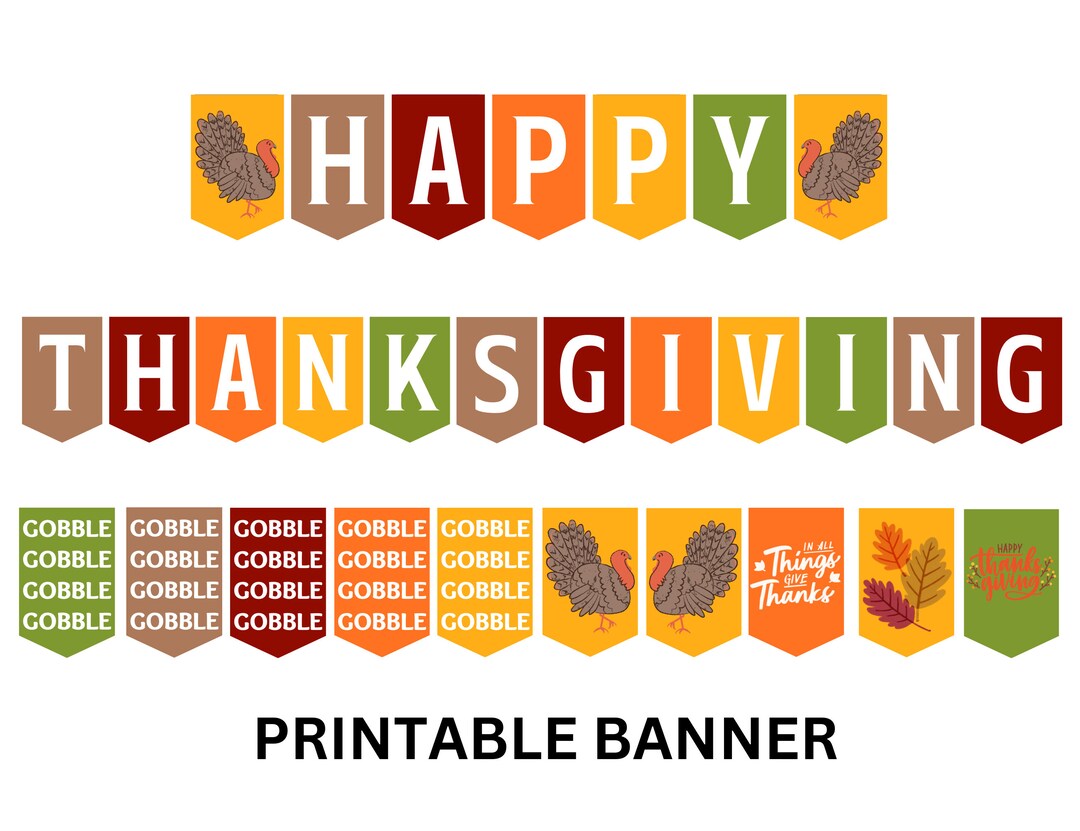 Thanksgiving Printable Banner, Happy Thanksgiving Printable Sign ...
