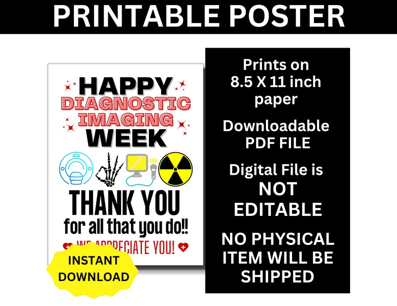 Imaging Week Diagnostic Imaging Week Printable Bundle, Diagnostic Imaging Week Gift ...