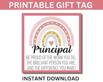 Etichette regalo stampabili per il giorno del preside, Giornata dei presidi scolastici, Regalo del preside, Apprezzamento del preside, Ringraziamento del preside, Giornata del preside della scuola