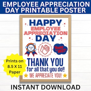 Employee Appreciation Day Printable Poster, Happy Employee Appreciation Day Sign, Employee Appreciation, Employee Recognition, Best Employee