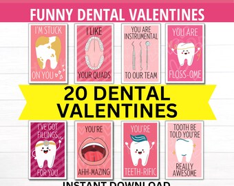 Dental Valentine Cards, Dental Pun Valentines, Dentist Valentine, Dental Assistant, Dental Hygienist Valentines, Dental Staff, Dentistry