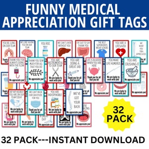 Jeu de 32 cartes de remerciements médicaux amusantes, docteur, médecin, infirmière, assistante médicale, infirmière praticienne, assistant médical, agent de santé