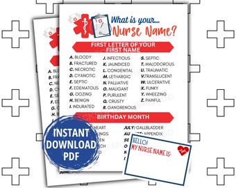 Nurse Name Game Printable Nurse Week Nurse Appreciation Nursing graduation Nurse week activities  Nurse student Medical party Games RN LPN