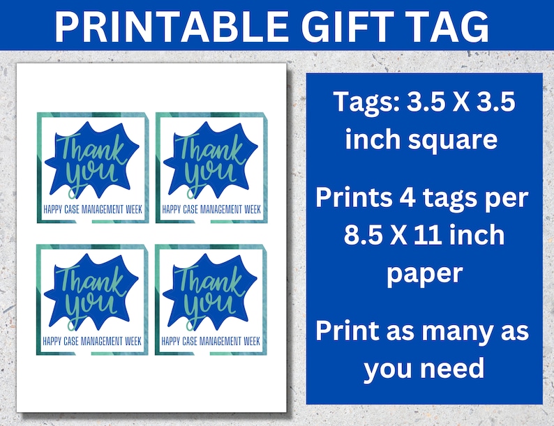 Case Management Week Printable Gift Tags Happy Case Manager Etsy