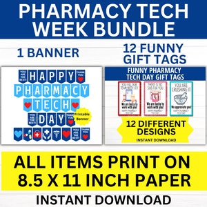 Pharmacy Tech Day Printable Bundle,Pharmacy Tech Gift, Pharmacy Technician Appreciation, Pharmacy, Pharmacy Recognition, Tech Day gift