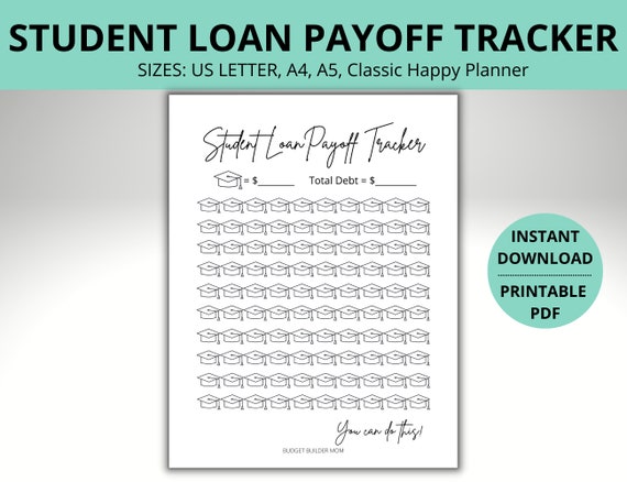 Student Loan Pay off Tracker Printable Money Savings Tracker - Etsy