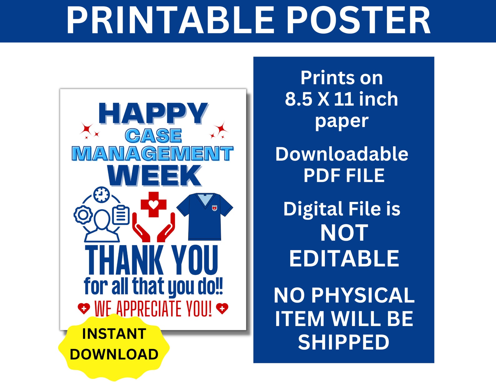 Case Management Week Printable Poster, Happy Case Manager Week Sign ...