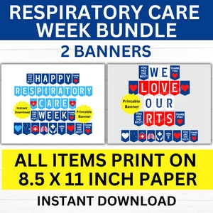 Respiratory Care Week Printable Banner Bundle, Respiratory Therapist Week Sign, RT Gift, Respiratory Medical Banner, NICU RT Therapy, Lungs
