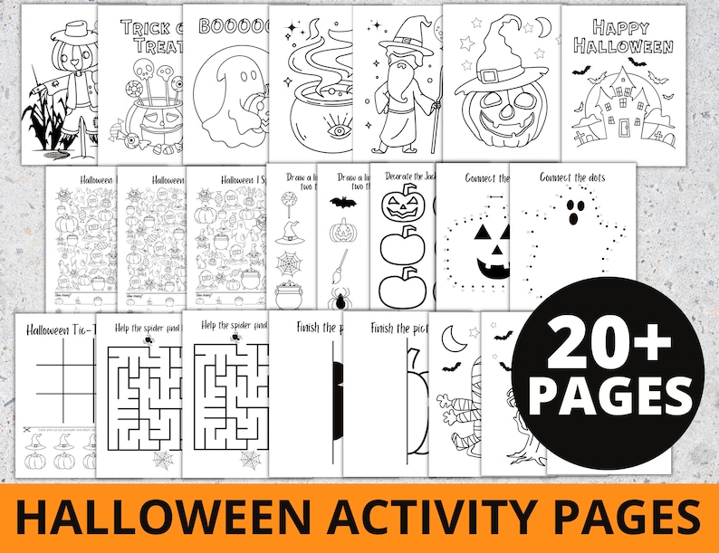 Halloween Activity Pages Printable Halloween Activity Book Etsy