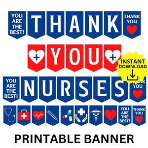 Nurses Week Printable Banner, Nurses Week Appreciation, Nurse Gift, Nurse Thank you, RN Appreciation, Nurse Banner, Nurse Appreciation
