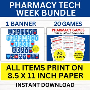 Pharmacy Tech Day Printable Bundle,Pharmacy Tech Gift, Pharmacy Technician Appreciation, Pharmacy, Pharmacy Recognition, Tech Day gift