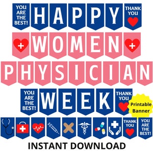 Women Physician Printable Banner, Happy Women Physician Week Sign, Women Doctor Appreciation Week, Female Doctor, Women in medicine